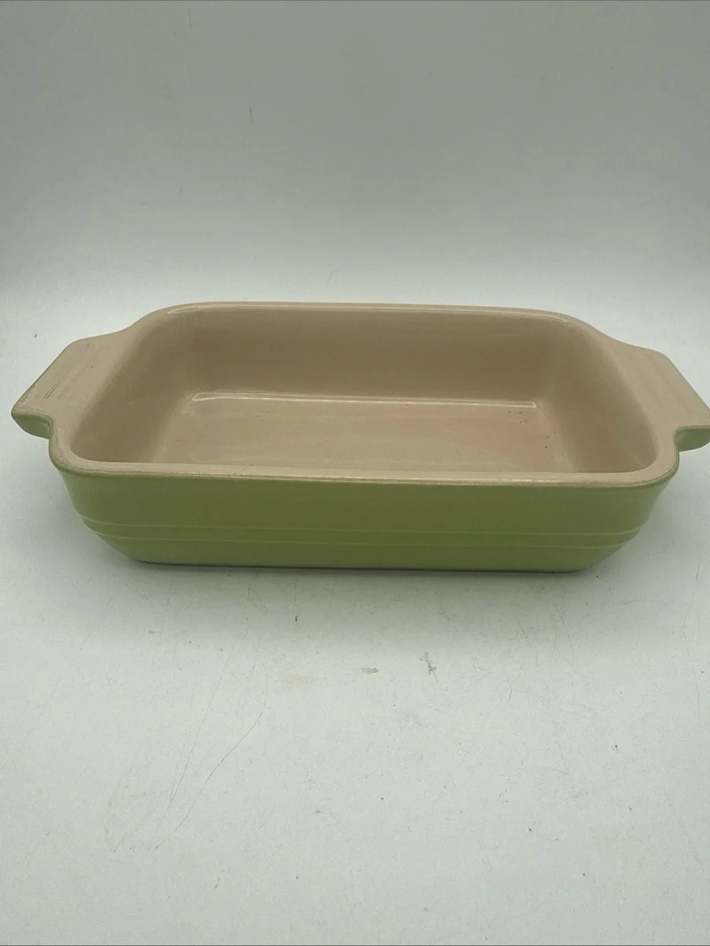 Le Creuset Kiwi Green Rectangle Small Baking Dish 16-41 Baker Stoneware 7 x 5”